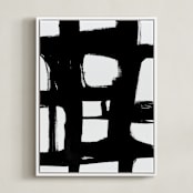"Hidden Pathways" - Art Print in black and white by Ilana Greenberg - Framed Canvas