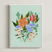 "Aerial" - Art Print in seafoam by Peggy Dean - Framed Canvas