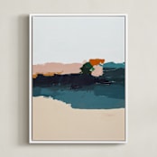 "Malibu Seascape" - Art Print in Peach by Caryn Owen - Framed Canvas