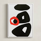 "Red Circle" - Art Print in Ripe Tomato Red by Deborah Velasquez - Framed Canvas
