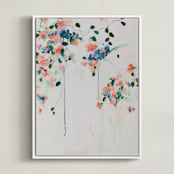 "Cascade" - Art Print in Coral by Sonal Nathwani - Framed Canvas
