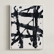 "Ink Bridges" - Art Print in Midnight Black by Afton Harding - Framed Canvas