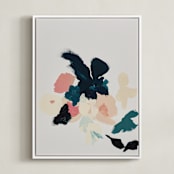 "Abstract Botanical Floral" - Art Print in coral pink by Caryn Owen - Framed Canvas
