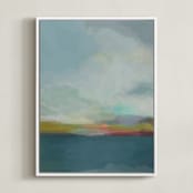 "Morning Walk" - Art Print in Morning Blue by AlisonJerry - Framed Canvas