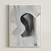 "Atmosphere" - Art Print in khaki and Off White by Angela Simeone - Framed Canvas
