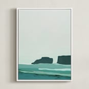 "Abstract Pacific Seascape Diptych 1" - Art Print in Greenish Turquoise by Caryn Owen - Framed Canvas