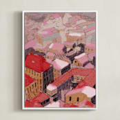 "Painted Venice cityscape" - Art Print in Pastel by Oana Prints - Framed Canvas