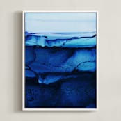 "Midnight Canyon" - Art Print in Midnight Blue by Rebecca Rueth - Framed Canvas