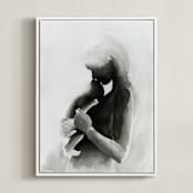 "Every Mother Counts Mother and Baby" - Art Print in Calming Grey by Kate Ahn - Framed Canvas