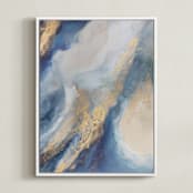 "Dancing at Dawn" - Art Print in Soft Blue by Julia Contacessi - Framed Canvas