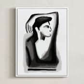 "Contemplation" - Art Print in Midnight by Mansi Verma - Framed Canvas