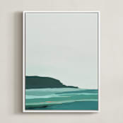 "Abstract Pacific Seascape Diptych 2" - Art Print in Turquoise by Caryn Owen - Framed Canvas