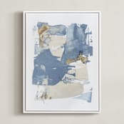 "On the Rocks No. 2" - Art Print in Wedgewood Blue by Julia Contacessi - Framed Canvas