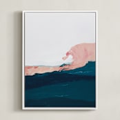 "Santa Cruz Seascape Winter Swell" - Art Print in Blush by Caryn Owen - Framed Canvas