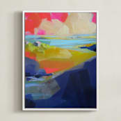 "Gone Coastal" - Art Print in Deep Blue by Jess Franks - Framed Canvas