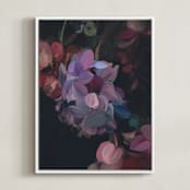 "Midnight Petals" - Art Print in Midnight Plum by Amy Hall - Framed Canvas