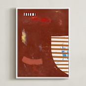 "RAW SIENNA & ROUGE" - Art Print in Mocha by Keren Toledano - Framed Canvas