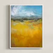 "Head for the Hills" - Art Print in Ochre by Jess Franks - Framed Canvas