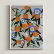 "Orange Tree" - Art Print in White by Rachel Roe - Framed Canvas