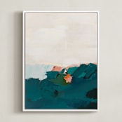 "Coastal Swell" - Art Print in White by Caryn Owen - Framed Canvas