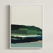 "Spring Seascape Diptych I" - Art Print in Deep Green by Caryn Owen - Framed Canvas