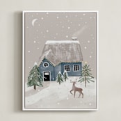 "Winter's Night" - Art Print in Dusk by Maja Cunningham - Framed Canvas