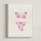 "Beach Day 1" - Art Print in Cotton Candy Pink by Johanne Dziemian - Framed Canvas