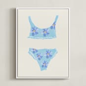 "Beach Day 2" - Art Print in Tender Blue by Johanne Dziemian - Framed Canvas