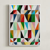 "Triangle Grid" - Art Print in Bone by Jane Clark - Framed Canvas