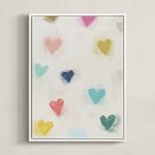 "Our Hearts" - Art Print in Cream Puff by Yaling Hou Suzuki - Framed Canvas
