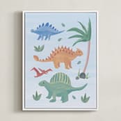 "Painted Dinos 2" - Art Print in Ocean by Teju Reval - Framed Canvas