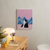 "pink sea and orca" - Art Print in bublegum by Cass Loh - In a Room