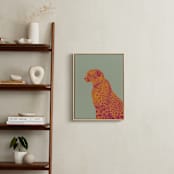 "The Pink Cat" - Art Print in Sage by Zani van Zyl - In a Room