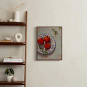 "Peaches on a Plate" - Art Print in Vermillion by Wendy Keller - In a Room