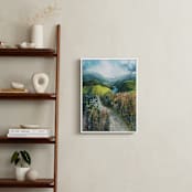 "Two Valleys II" - Art Print in Chartreuse Green by Luci Power - In a Room