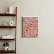 "Folk Floral Snake" - Art Print in Coral by Juliana Moreira-Callahan - In a Room