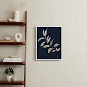 "Botanical Leaves in Blue I" - Art Print in navy blue by Nika Martinez - In a Room