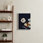"Abstract Botanical Navy Shadows #2" - Art Print in dark navy blue by Caryn Owen - In a Room