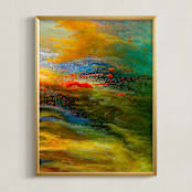 "Aerial Views" - Art Print in Citrus by MGTeevan - Framed