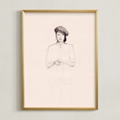 "Minimalist Woman" - Art Print in Cream by Marta Crea - Framed