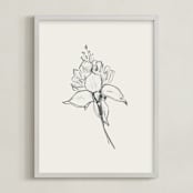 "Fuchsia 2 of 2 Diptych" - Art Print in off white / black by Miranda Mol - Framed