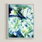 "Breathless" - Art Print in lush green by Jenny Partrite - Framed