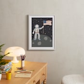 "Up in Space Astronaut" - Art Print in Muted Blue by Maggie Unruh - In a Room