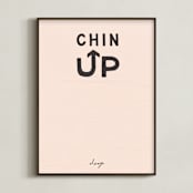 "Chin Up" - Art Print in Peach by Carrie ONeal - Framed