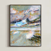"Broken Perfection" - Art Print in Storm Blue by Jill Myer - Framed