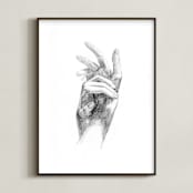 "Graceful hands" - Art Print in Graphite by Jess Blazejewski - Framed