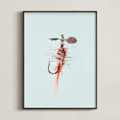 "Pistol Pete Red" - Art Print in Freshwater Blue by Andrew McClintock - Framed