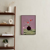"Flowers at the Edge " - Art Print in wine by Nicole Simms - In a Room