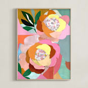 "Bursting Life" - Art Print in Prettiest Pink by cyrille gulassa - Framed