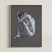 "Round" - Art Print in Charcoal Gray by Anne Morrison - Framed